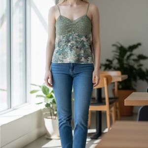 Mixed Threads Green Camouflage Women's Camisole Medium NWT